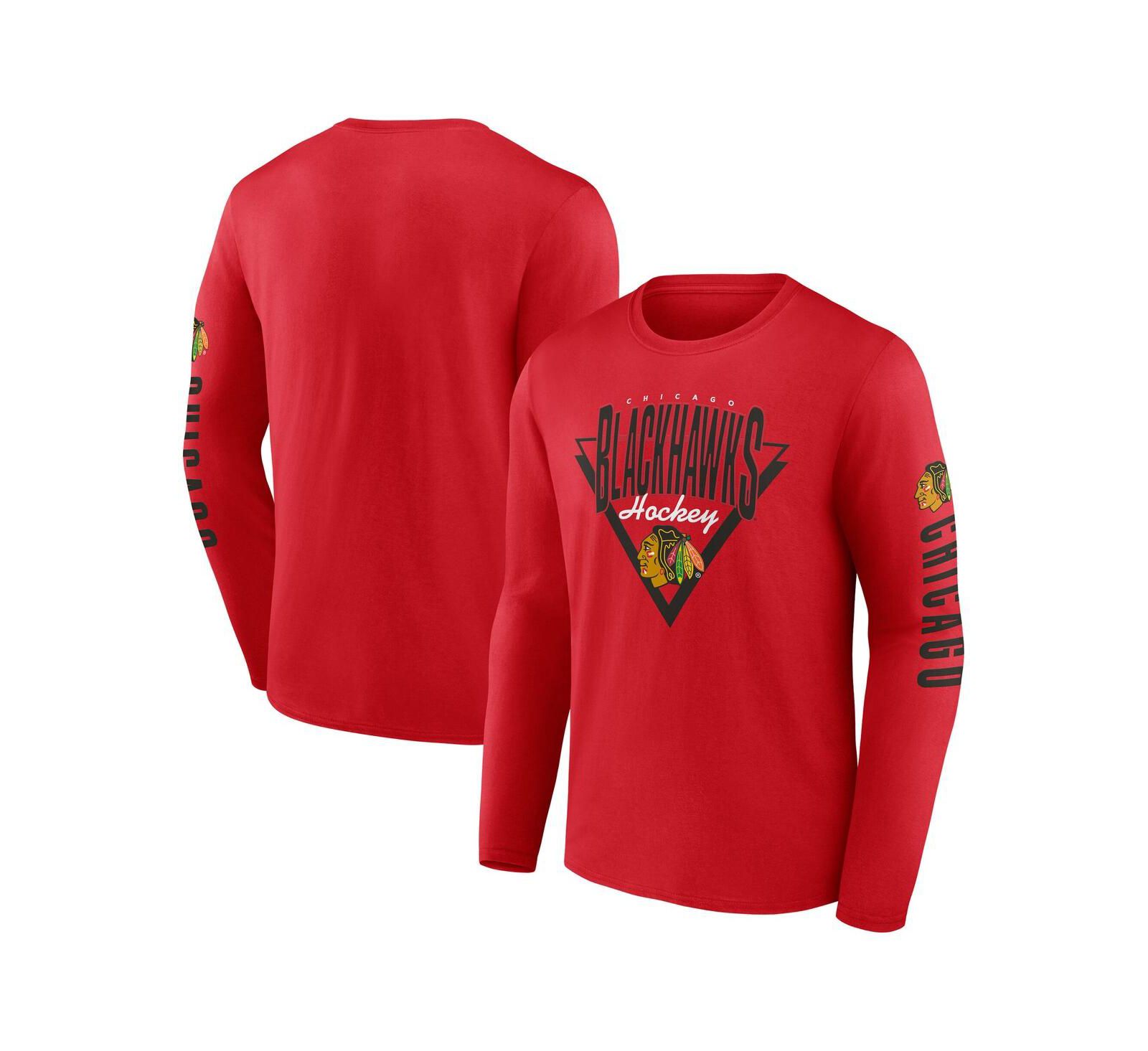 Fanatics Men's Red Chicago Blackhawks Headline Long Sleeve T-Shirt