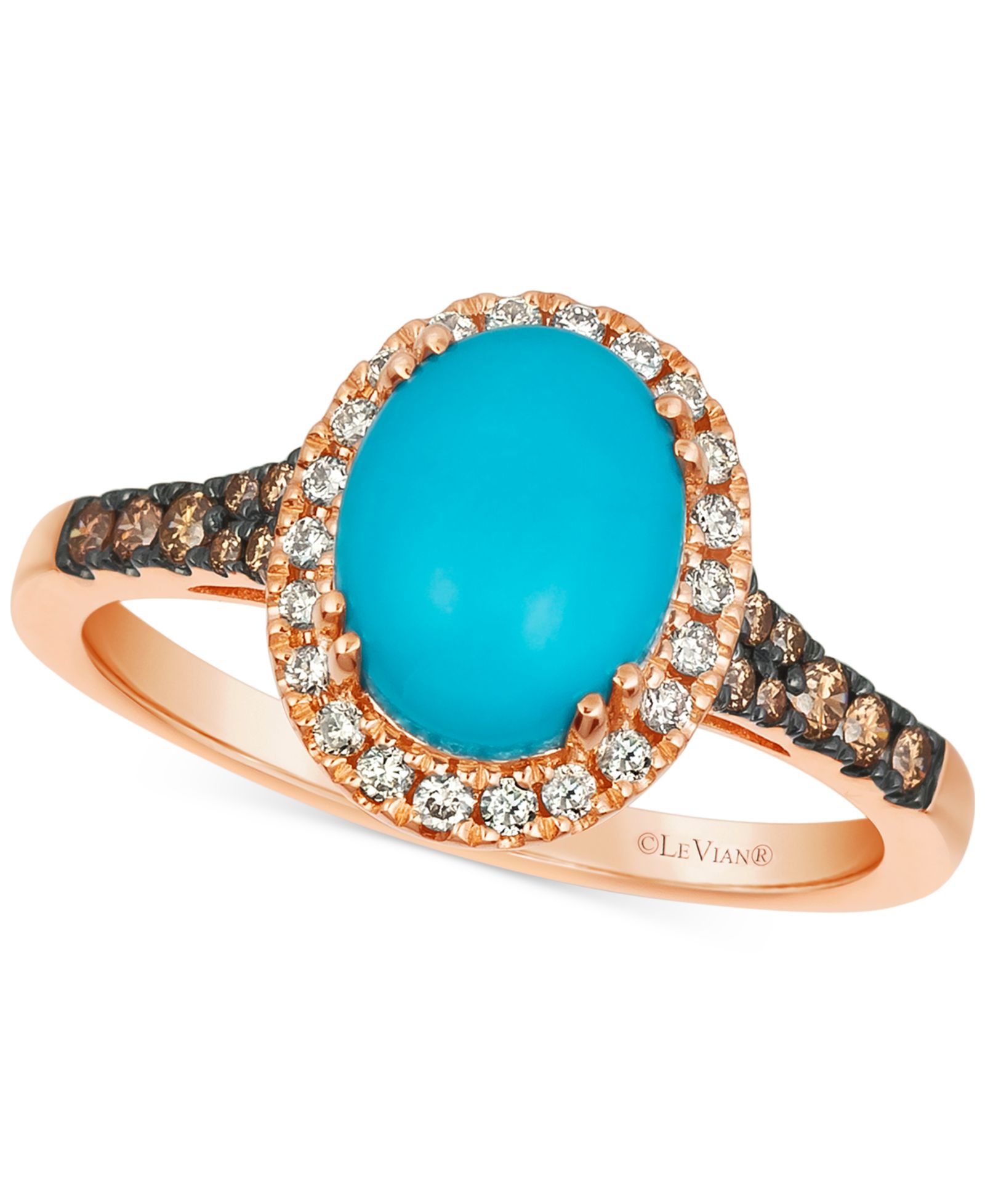 Кольцо Le Vian Robins Egg Blue Turquoise and Diamond Halo in 14k Rose Gold