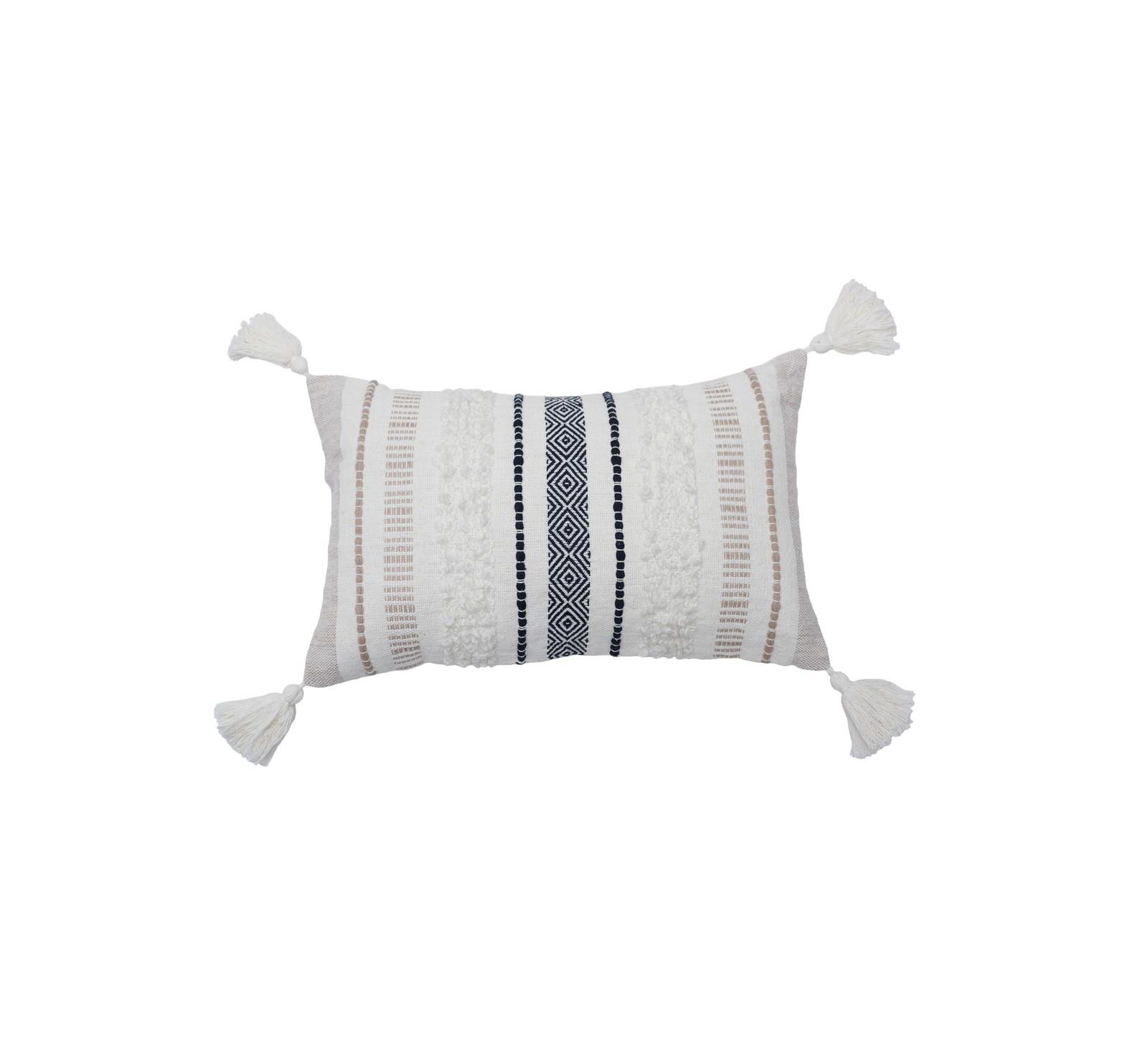 carol & frank Декоративная подушка Barton Dune Onyx White Sand Beige Striped, 14" x 22"