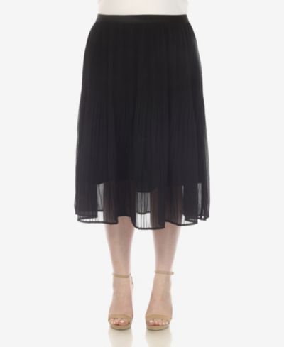 White Mark Plus Size Миди-юбка из плиссированной шифоновой ткани