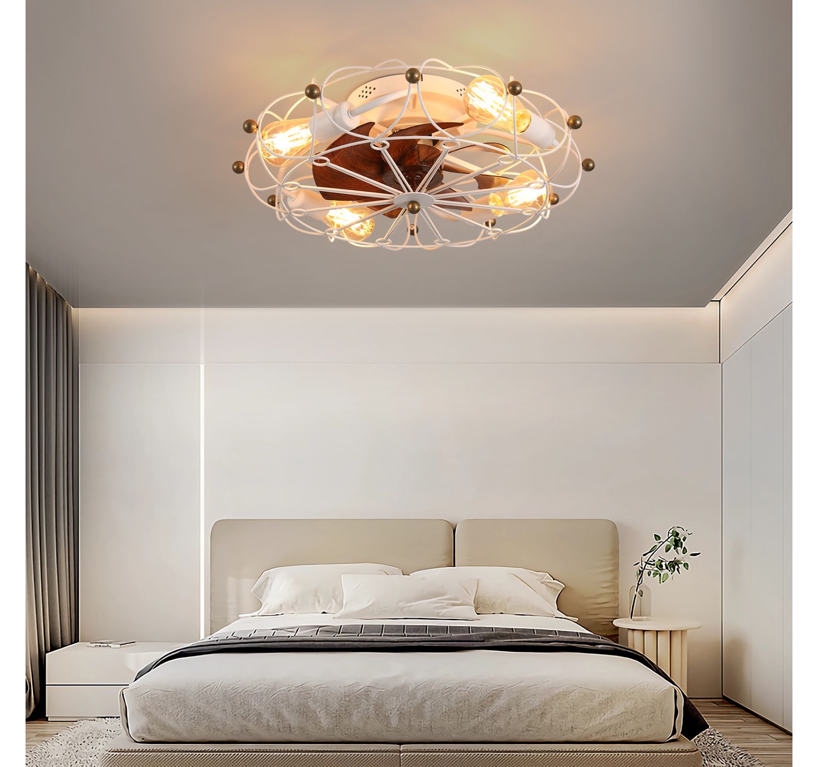 Streamdale Furniture Caged Remote, Industrial Modern Ceiling Fan
