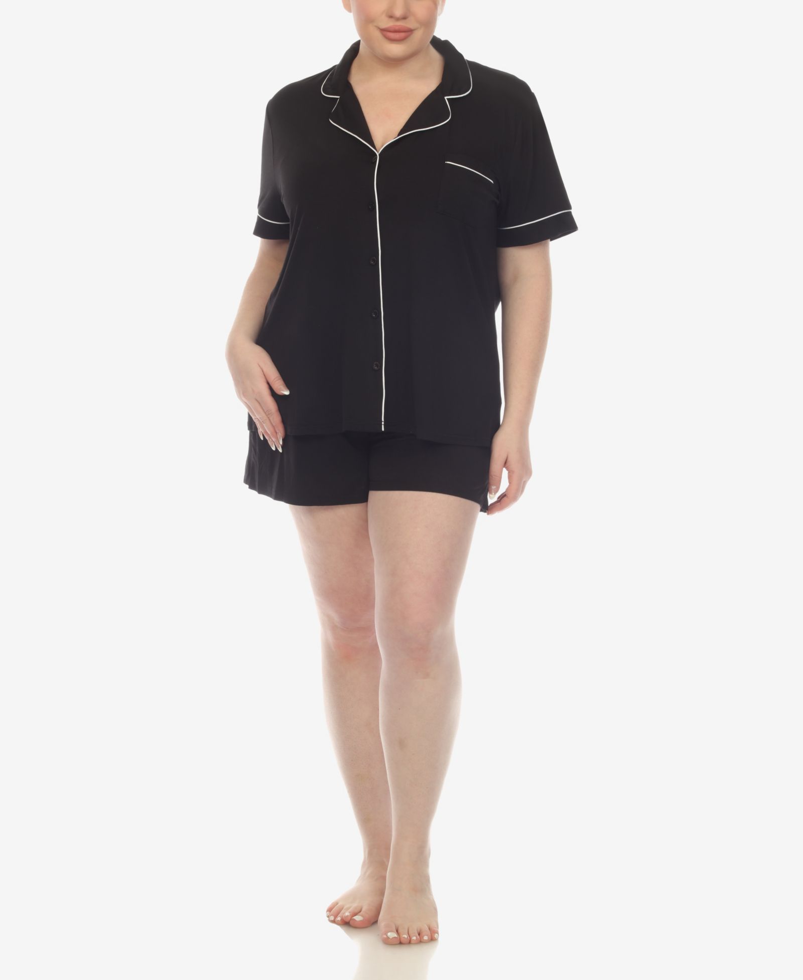 Комплект пижамы White Mark Plus Size 2-Piece Short Sleeve