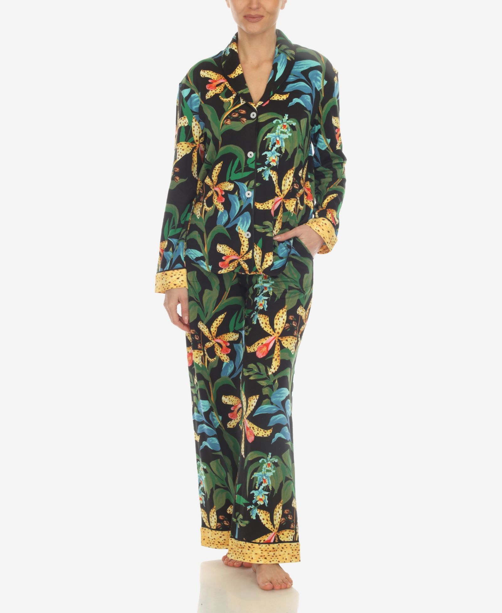 White Mark Women's 2-Piece Wildflower Print Pajama Set