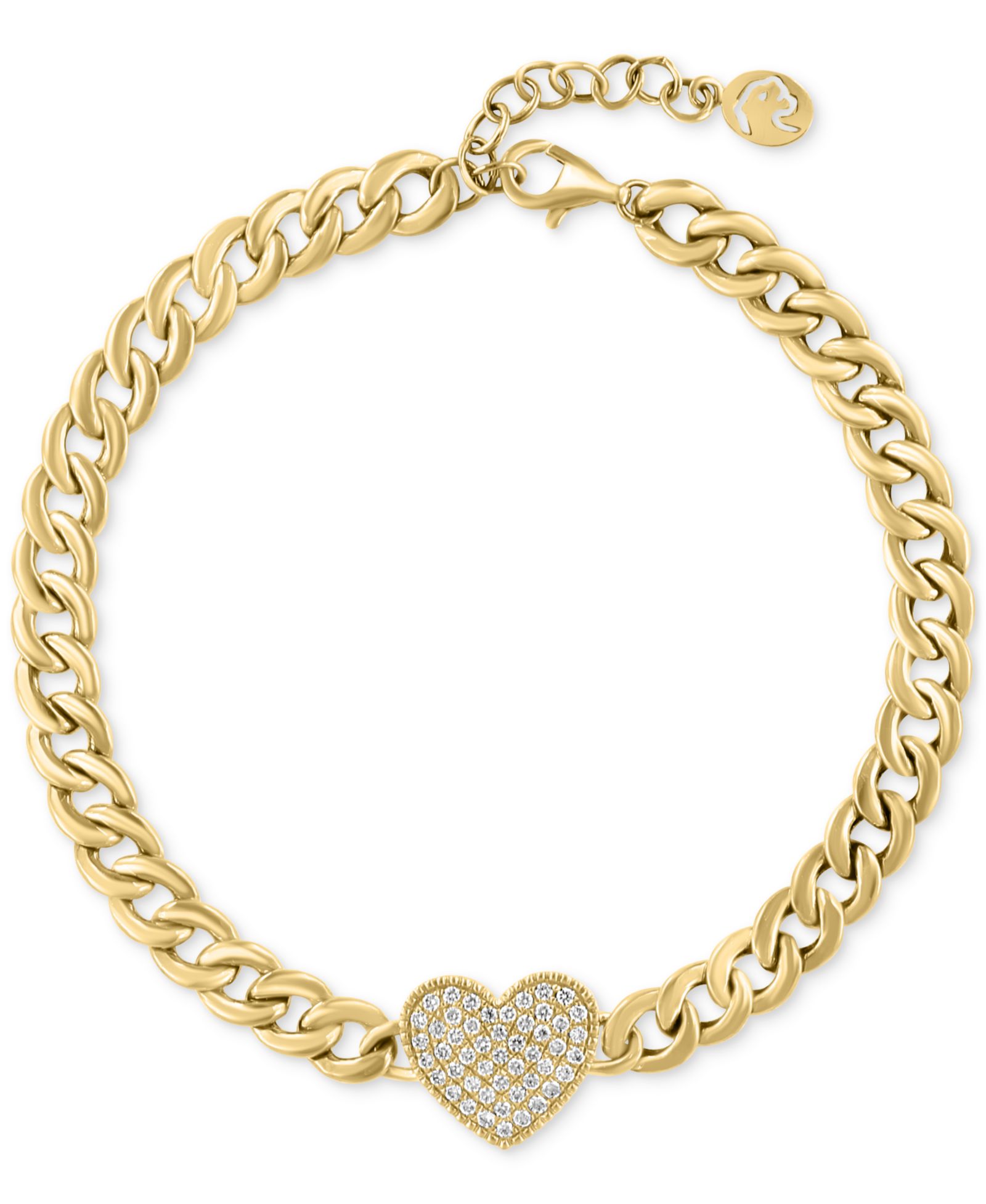 EFFY® браслет Curb Link с бриллиантами и сердечком из золота 14k (1/3 ct. t.w.)