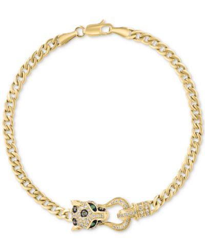 Браслет EFFY® Multicolor Diamond & Emerald Panther Head Link в 14k Gold