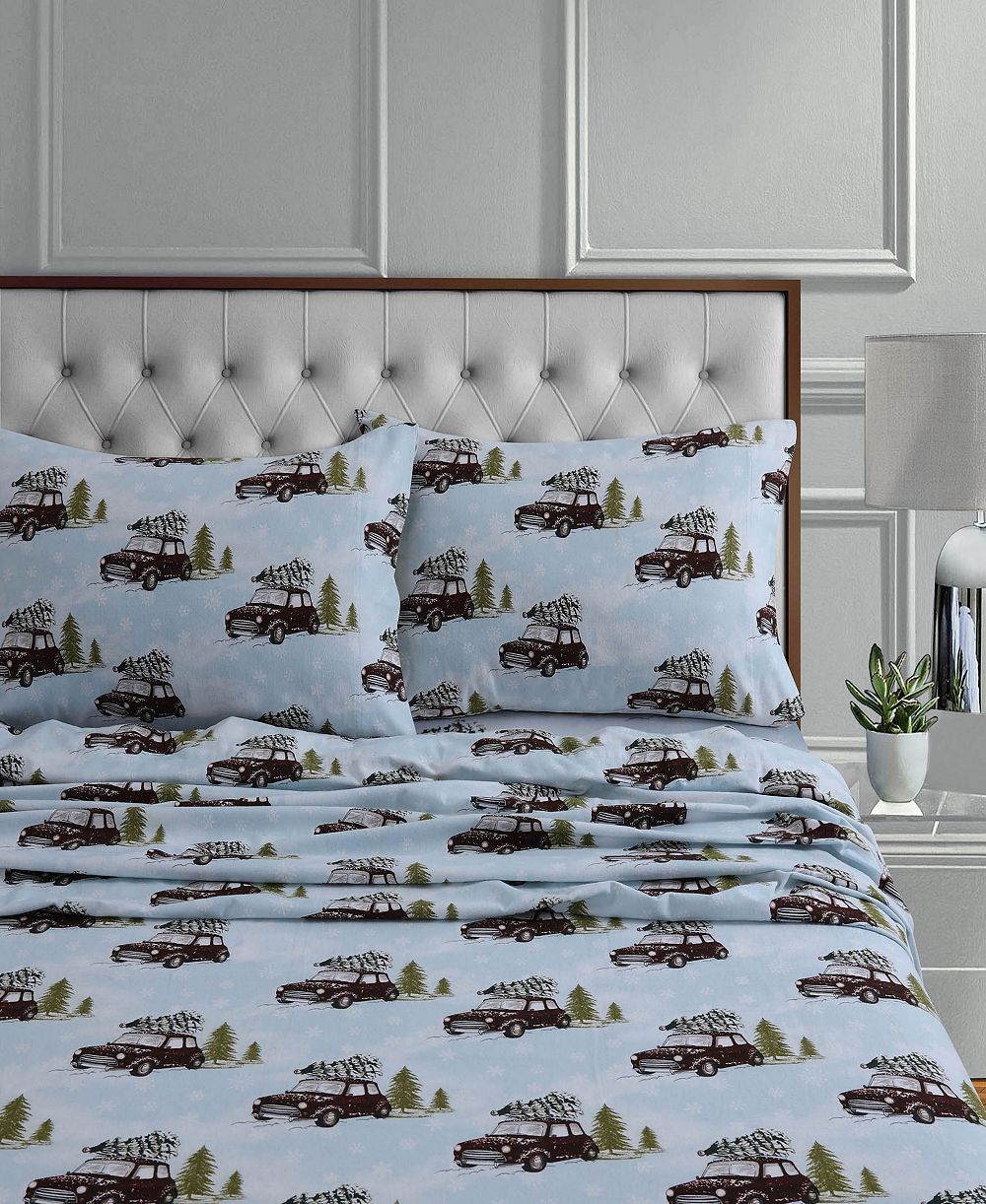 Tribeca Living Holiday Printed Cotton Flannel Extra Deep 4-Pc. Sheet Set, Queen