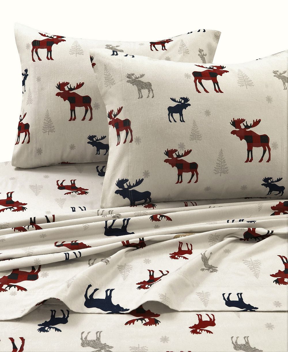 Tribeca Living Holiday Printed Cotton Flannel Extra Deep 3-Pc. Sheet Set, Twin XL