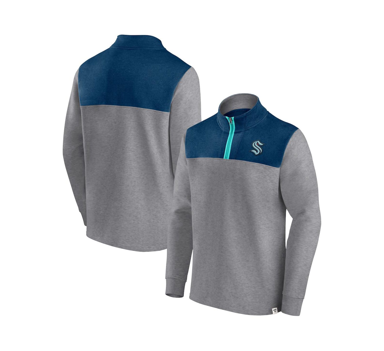 Men's Fanatics Heather Gray Seattle Kraken Launch It Quarter-Zip Jacket