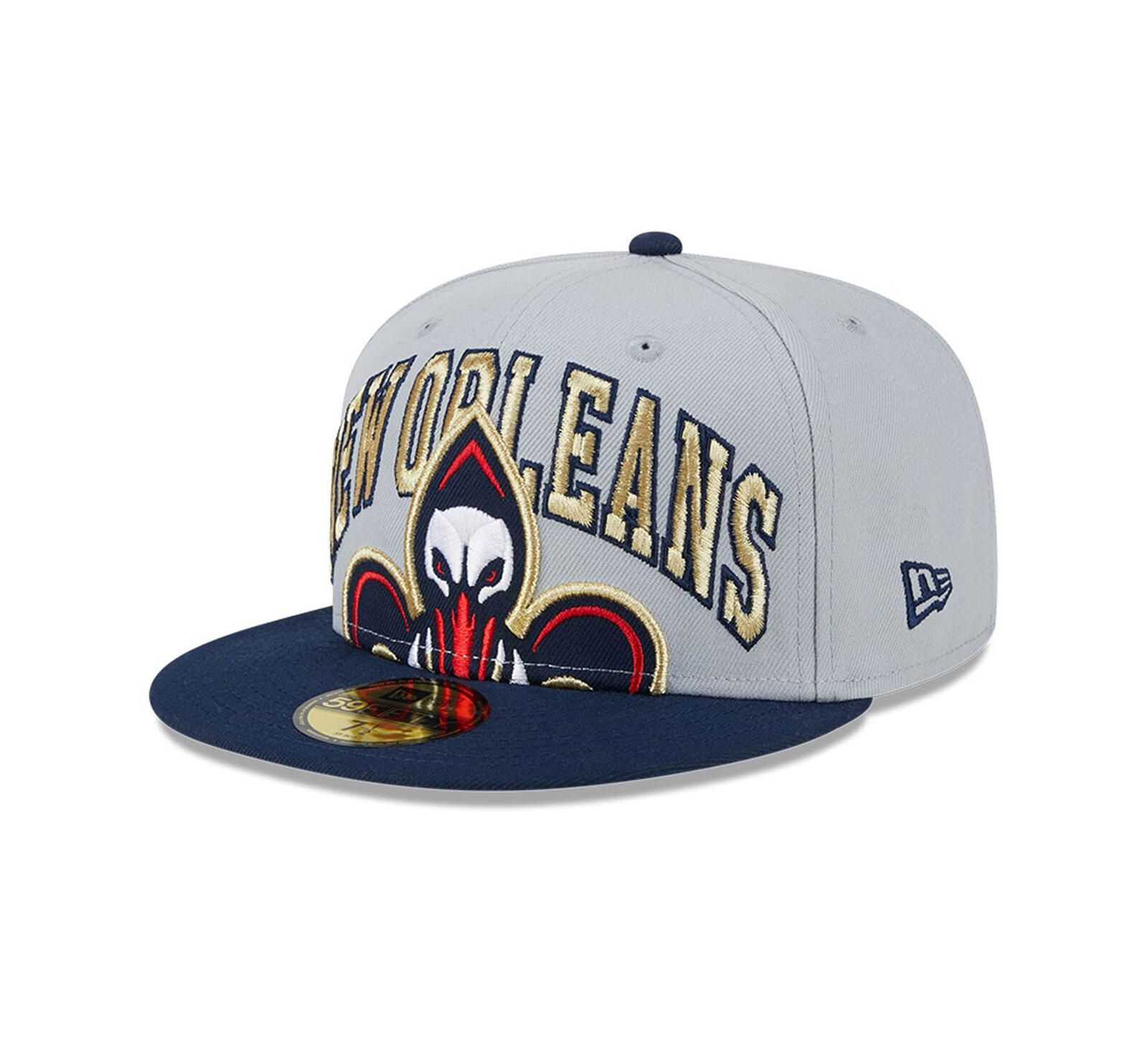 Мужская кепка New Era Gray Navy New Orleans Pelicans Tip-Off Two-Tone 59FIFTY Fitted