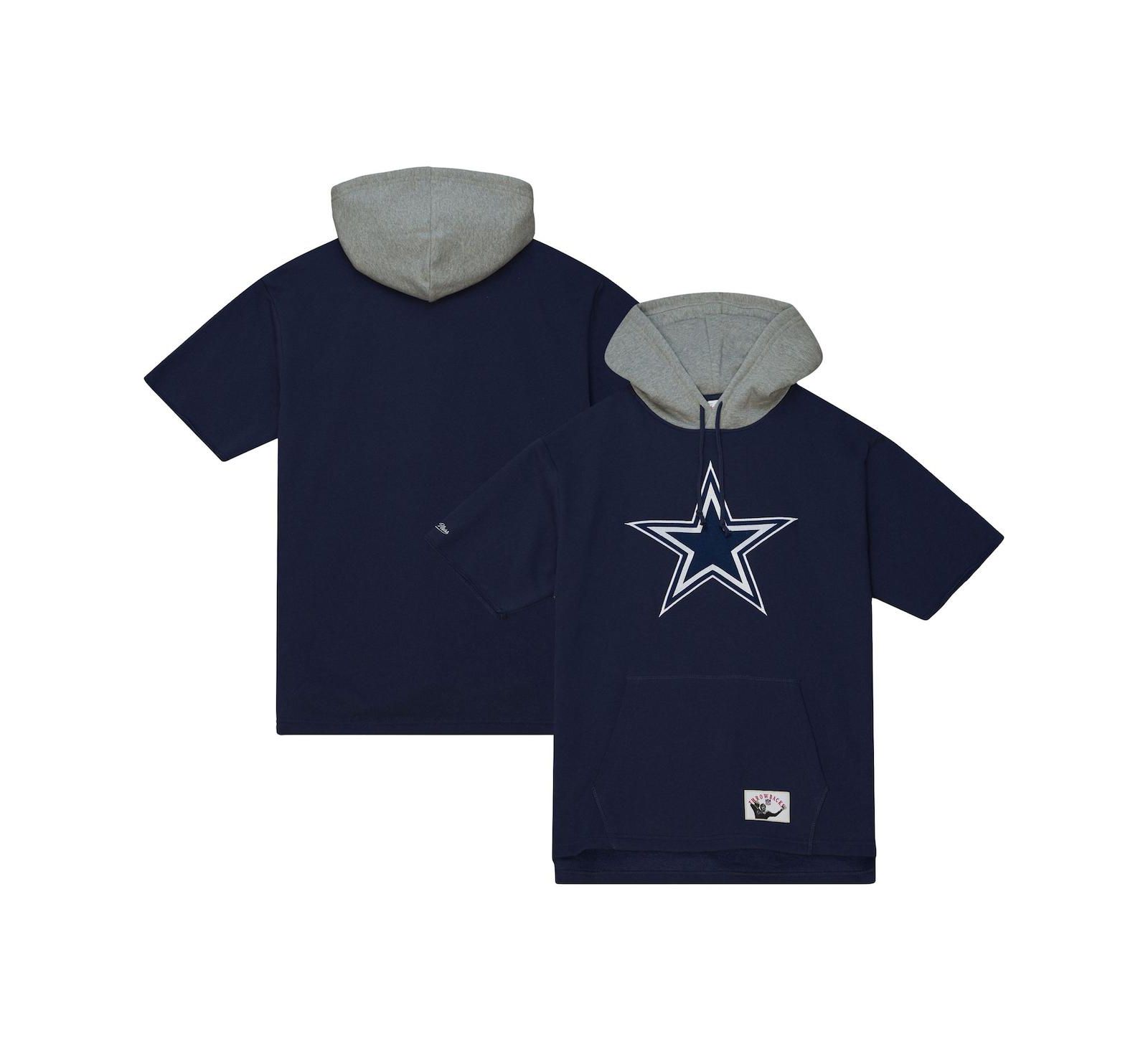 Mitchell & Ness Мужское темно-синее худи Dallas Cowboys с коротким рукавом
