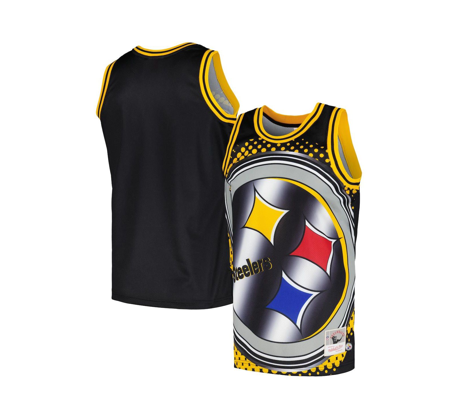 Мужской топ-майка Mitchell & Ness Black Pittsburgh Steelers Big Face 7.0 Fashion