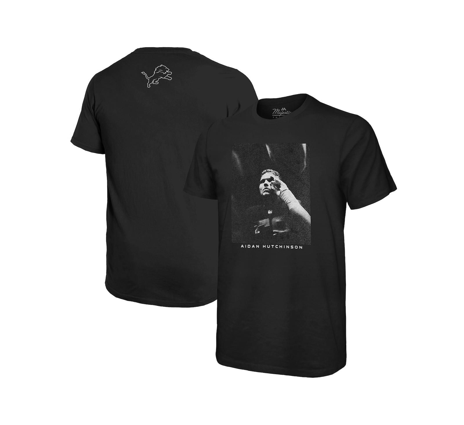 Мужская футболка Majestic Threads Aidan Hutchinson Black Detroit Lions Graphic