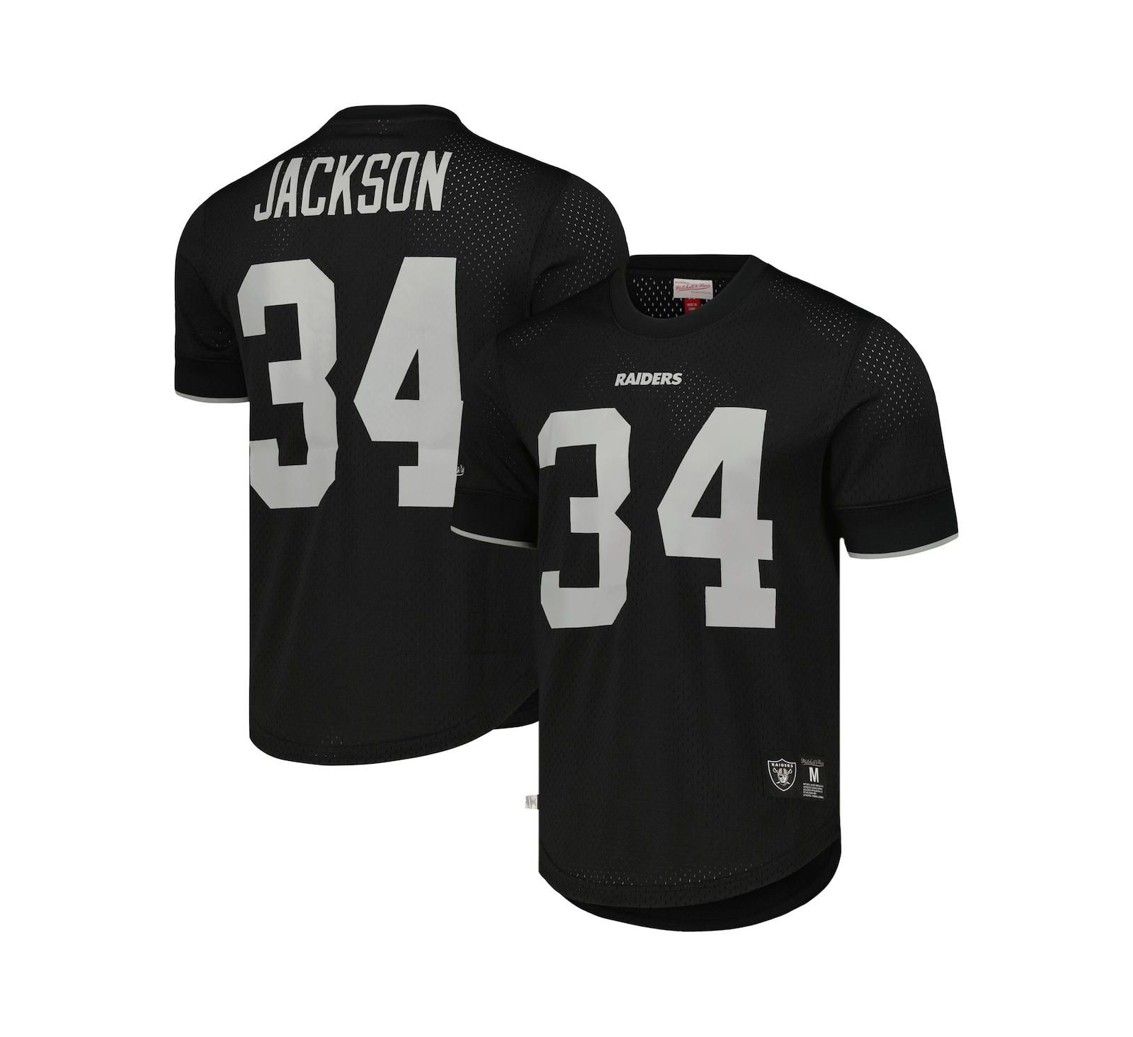 Men's Mitchell & Ness Bo Jackson Black Los Angeles Raiders Gridiron Classics Retired Player Name and Number Mesh Top