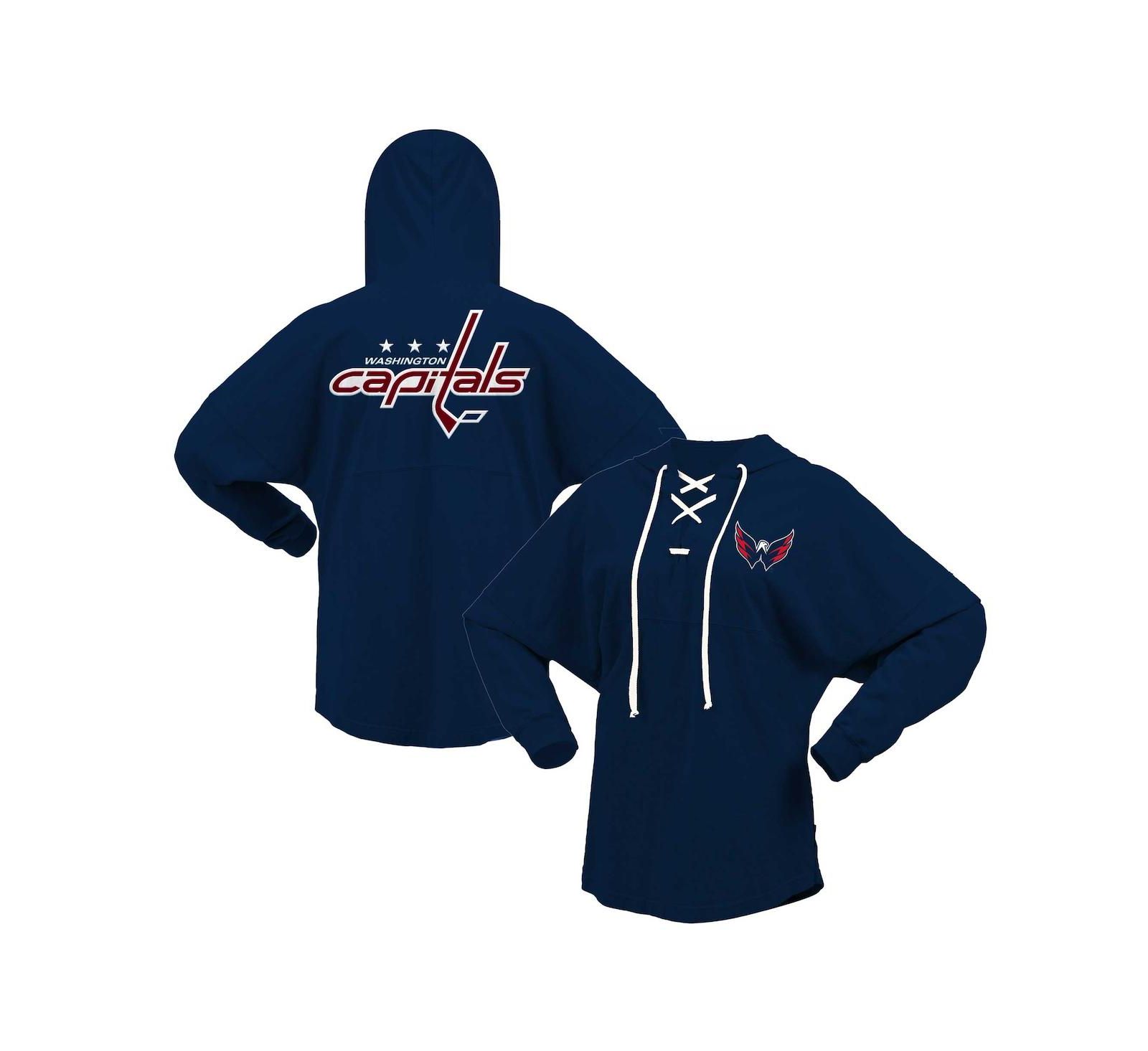 Fanatics женское худи с длинным рукавом и V-образным вырезом, джерси Washington Capitals, темно-синее