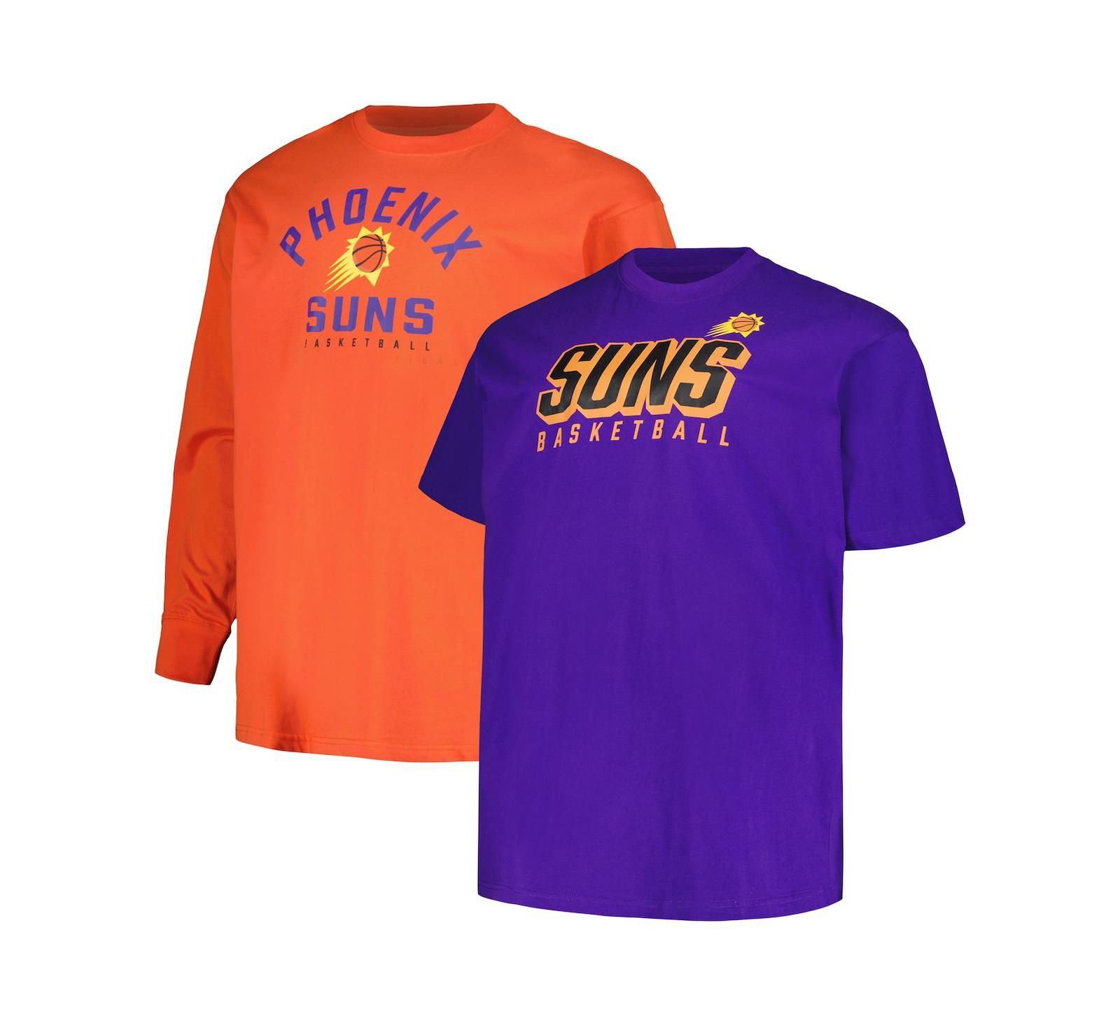 Мужской комплект футболок Fanatics Purple, Orange Phoenix Suns Big and Tall Short Sleeve и Long Sleeve