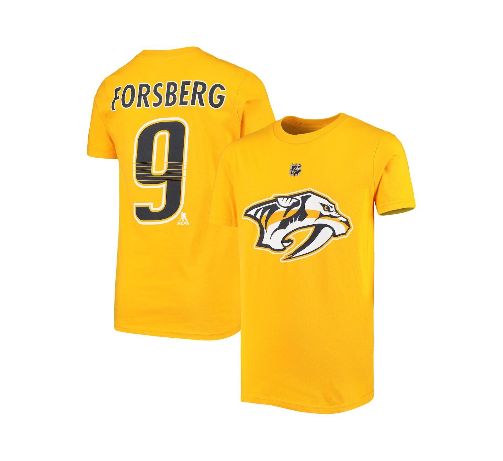Детская футболка Filip Forsberg Gold Nashville Predators с именем и номером игрока