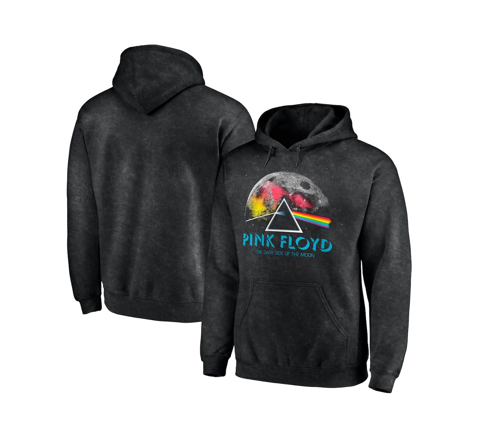 Men's Black Pink Floyd Dark Side Of The Moon Washed Pullover Hoodie