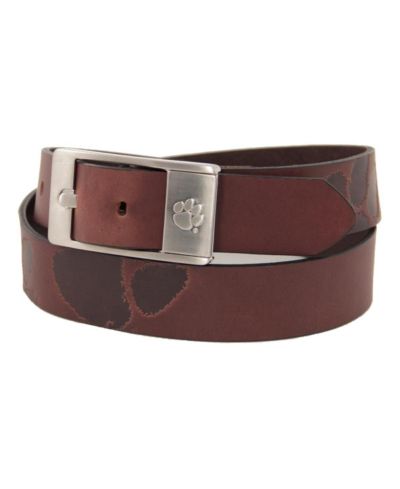 Men's Clemson Tigers Brandish Leather Belt - Brown