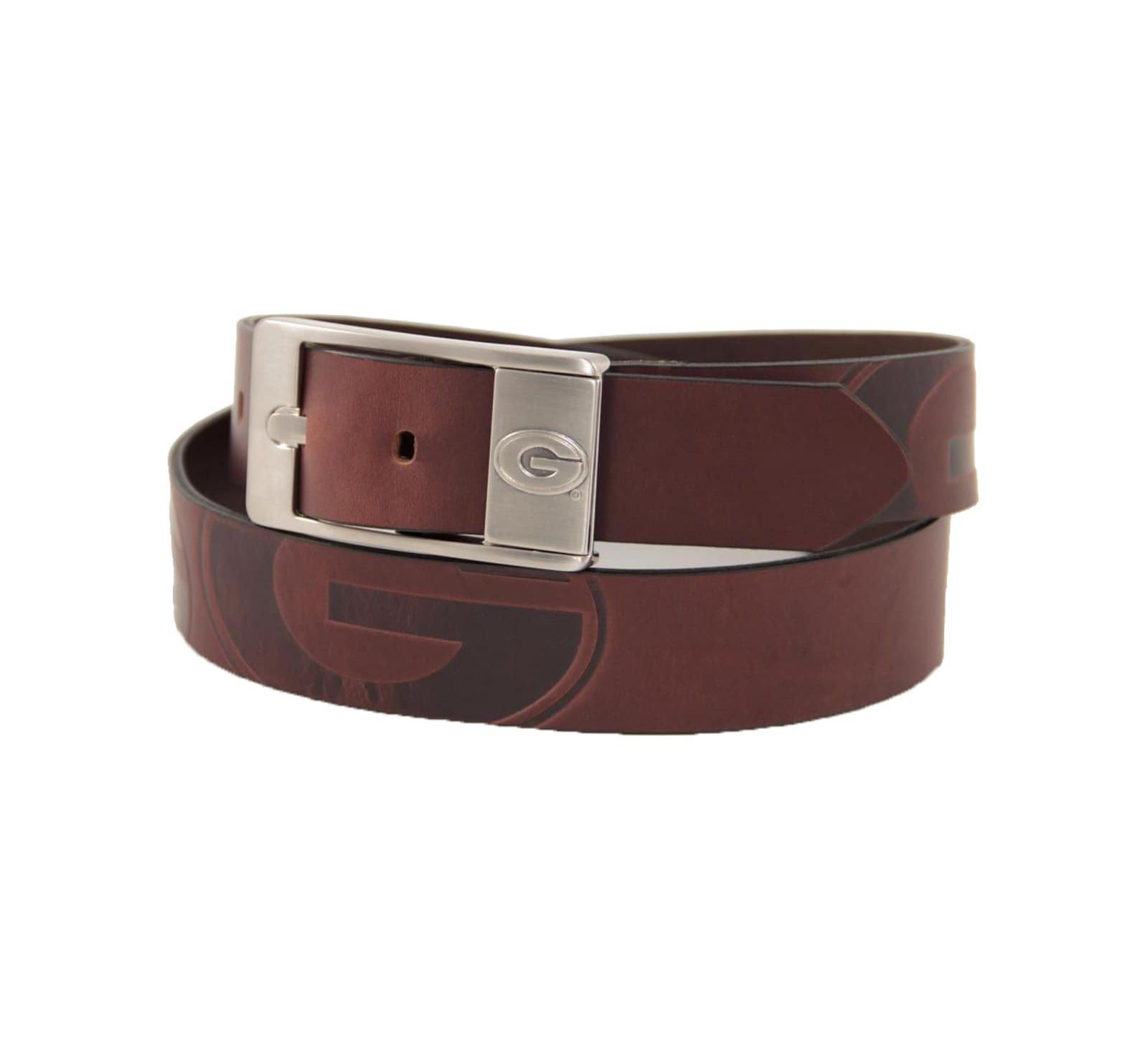 Men's Georgia Bulldogs Brandish Leather Belt - Brown