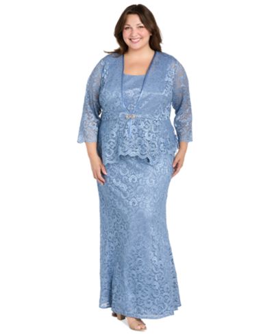 Женский комплект R & M Richards Plus Size: платье и жакет с металлическим кружевом