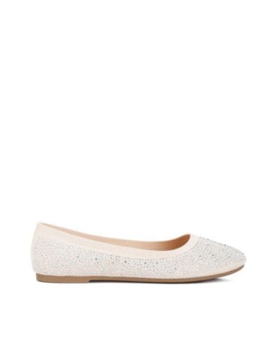 London Rag Womens Splash Rhinestones Embellished Ballet Flats