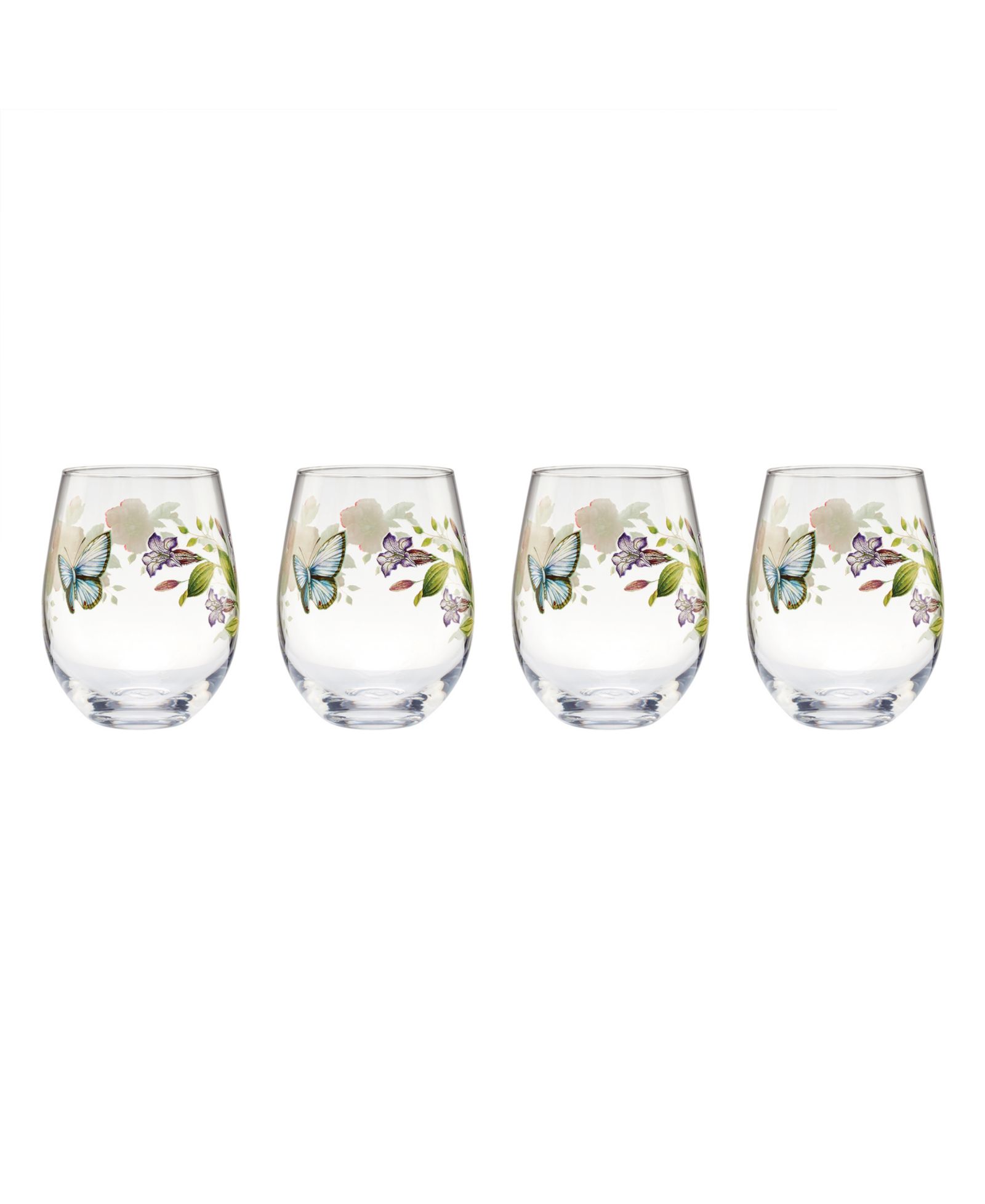 Набор бокалов Lenox Butterfly Meadow Stemless Wine Glasses, Set of 4