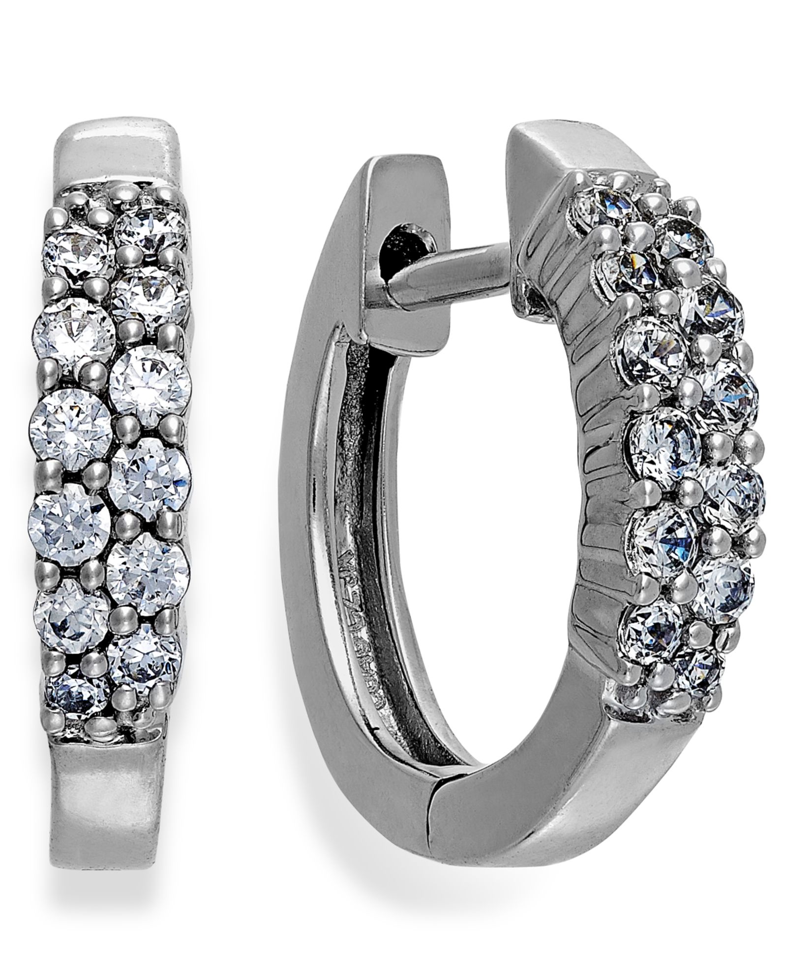 Diamond Two-Row Hoop Earrings in 14k White Gold (1/4 ct. t.w.)