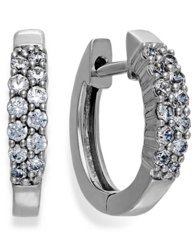 Diamond Two-Row Hoop Earrings in 14k White Gold (1/4 ct. t.w.)