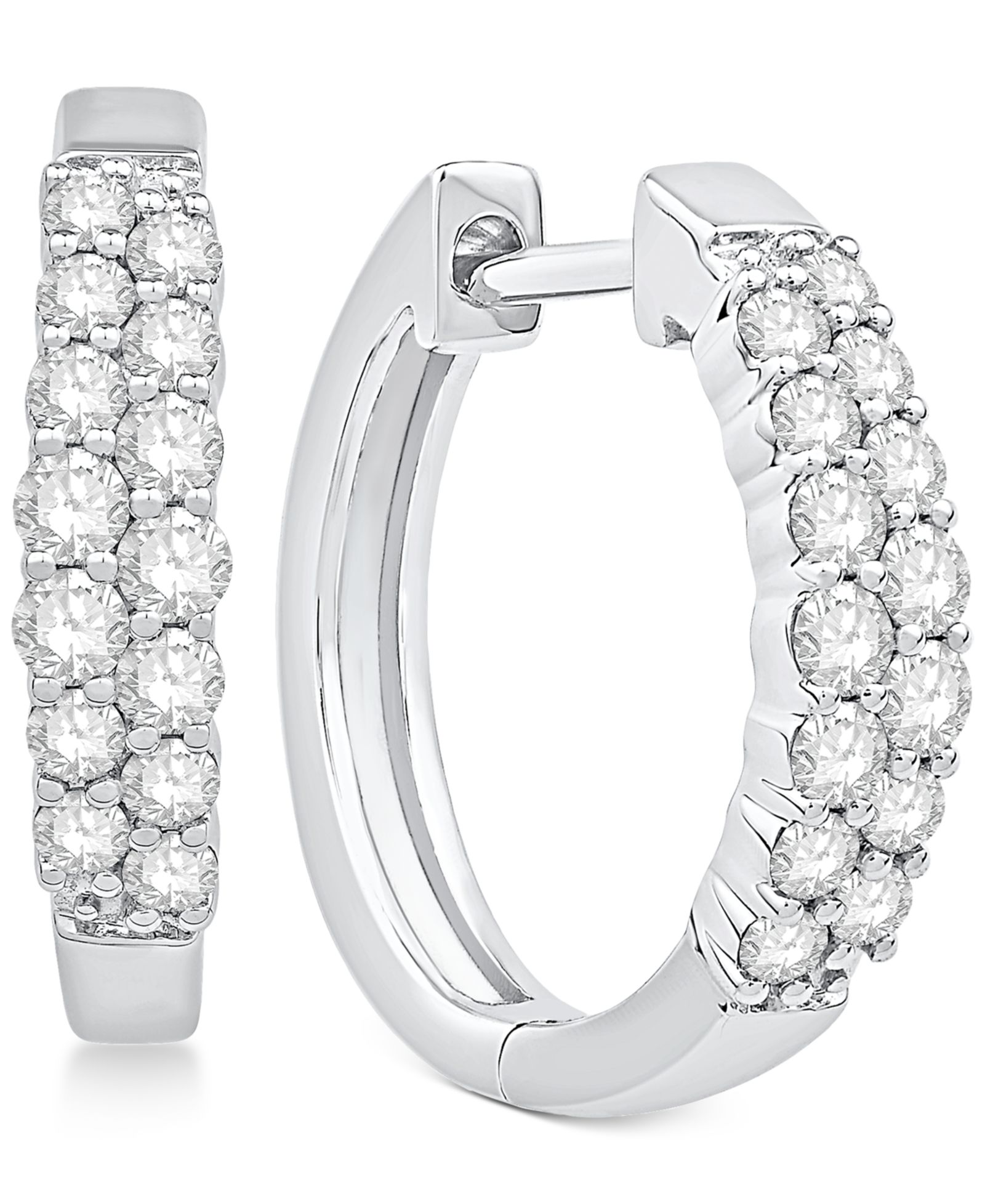 Серьги-кольца с бриллиантами 14k White Gold