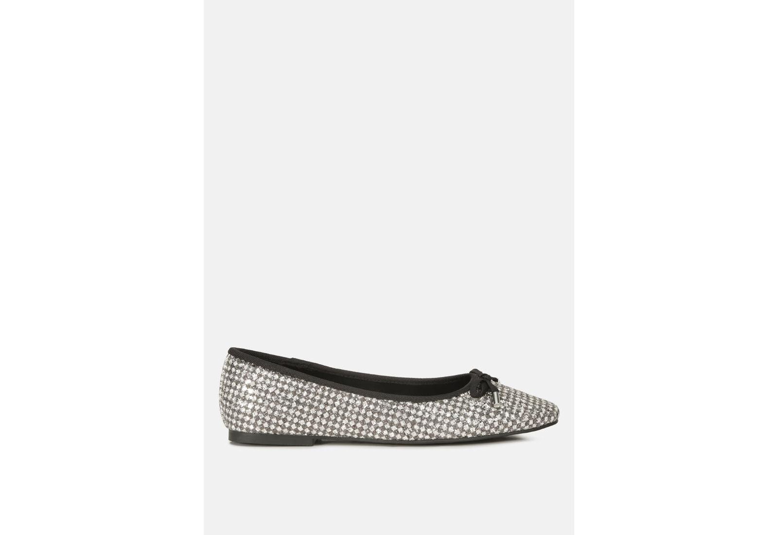London Rag Womens Harriet Glitter Faux Leather Flat Ballerinas