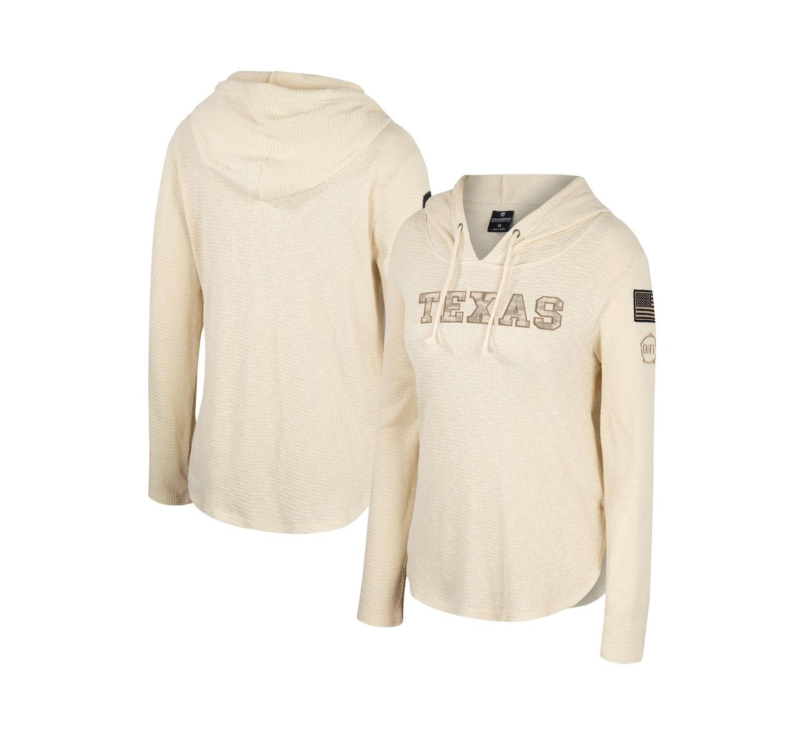 Женское худи Colosseum Cream Texas Longhorns OHT Military-Inspired Casey Raglan Long Sleeve