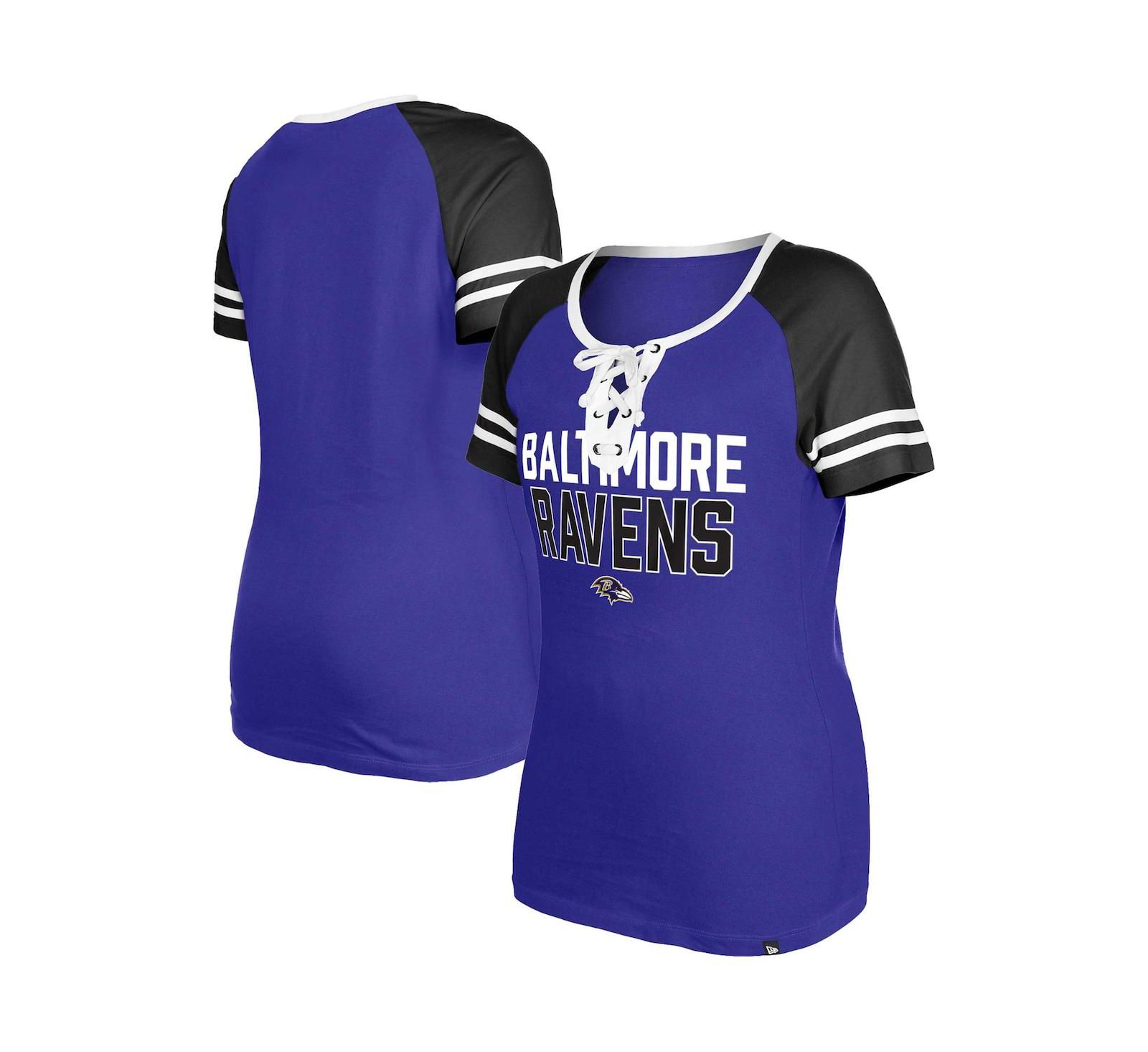 Women's New Era Purple Baltimore Ravens Raglan Lace-Up T-shirt