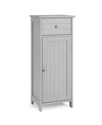 Slickblue Wooden Bathroom Floor Storage Cabinet with Drawer and Shelf-Black