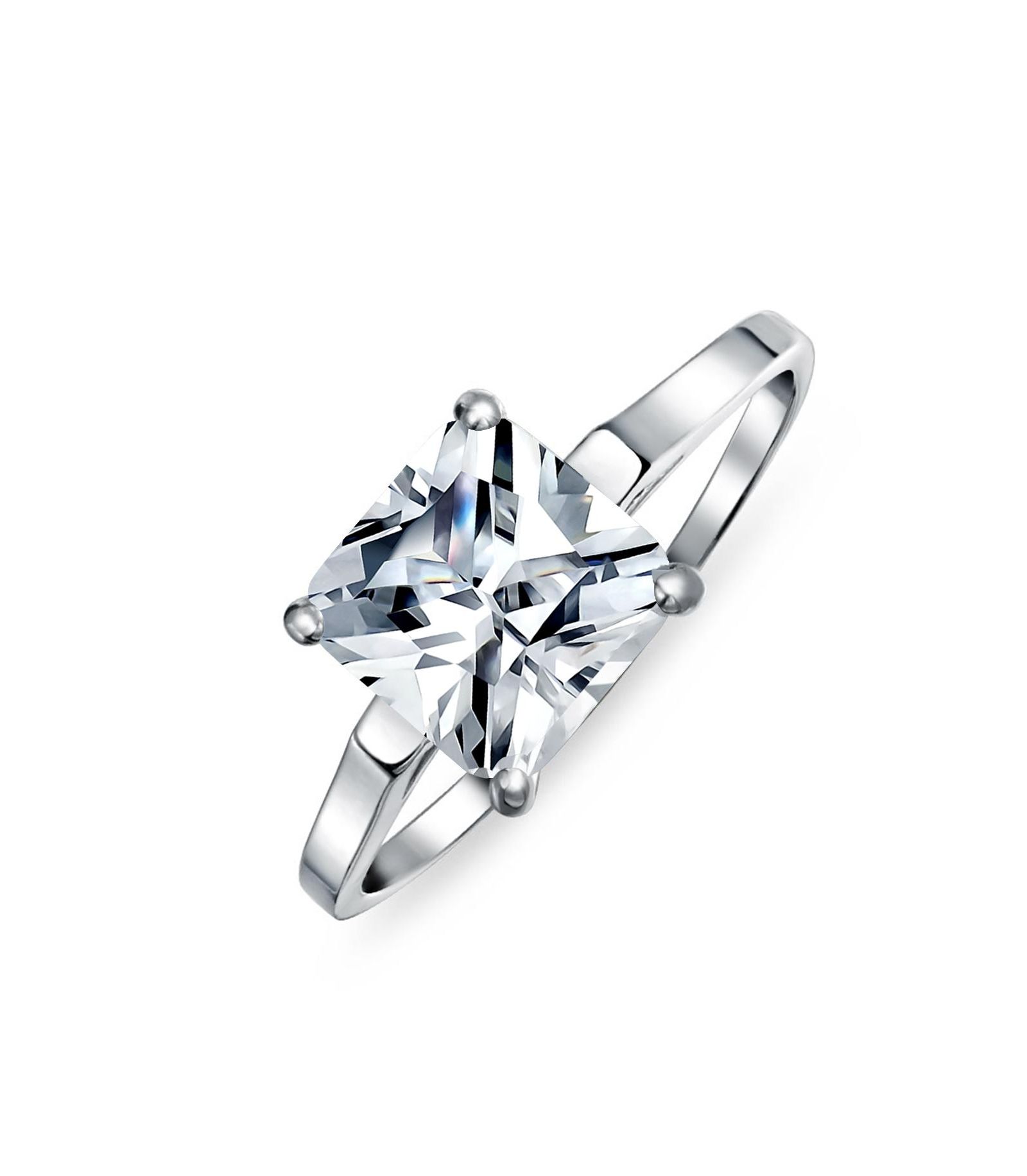 Bling Jewelry 3CT Princess Cut Yellow CZ Solitaire Engagement Ring .925 Sterling Silver