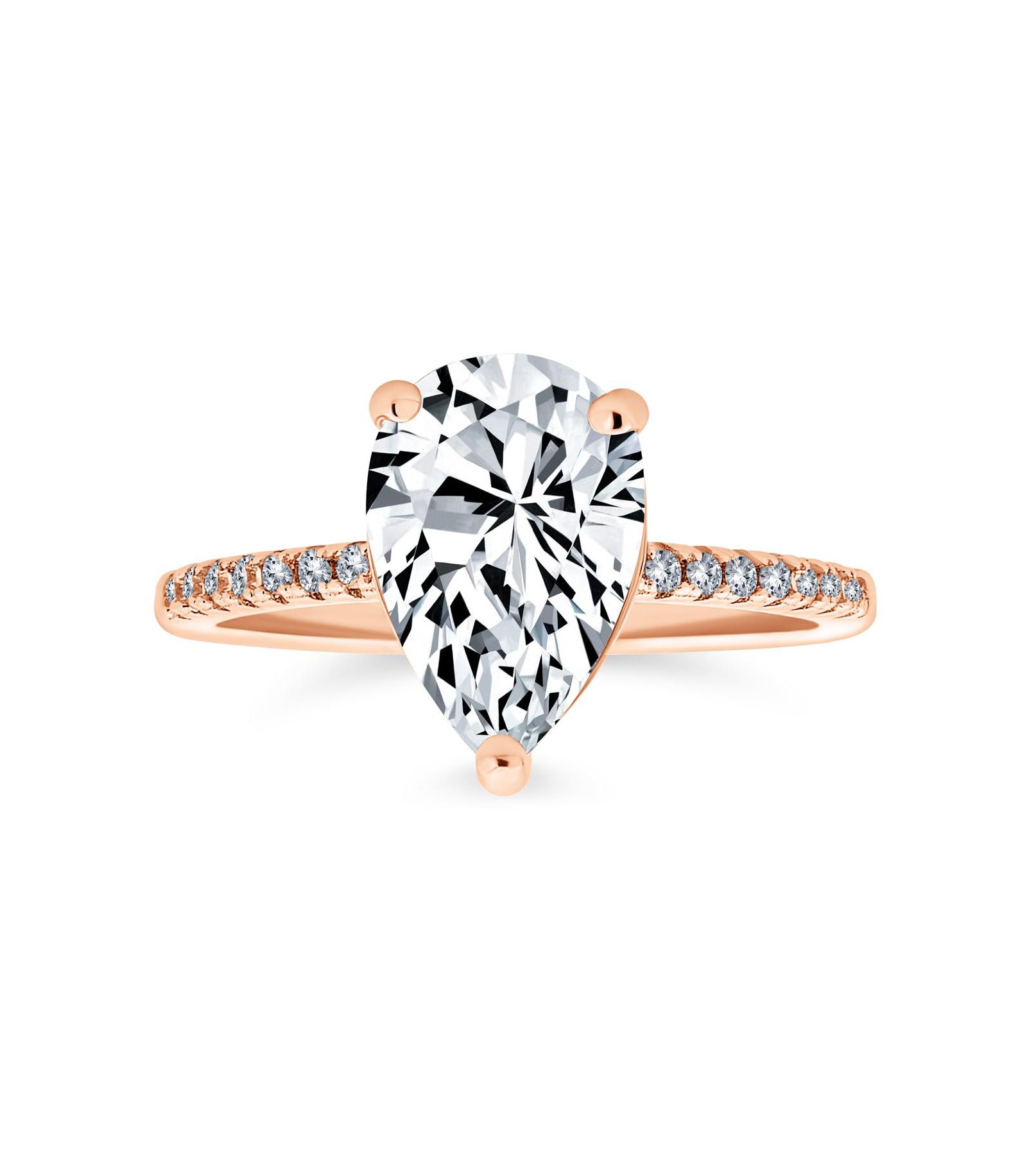 Кольцо Bling Jewelry Classic Teardrop Pear Shape Solitaire Cubic Zirconia CZ Promise.925 Sterling Silver