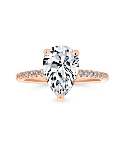 Bling Jewelry Classic Teardrop Pear Shape Solitaire Cubic Zirconia CZ Promise Ring .925 Sterling Silver