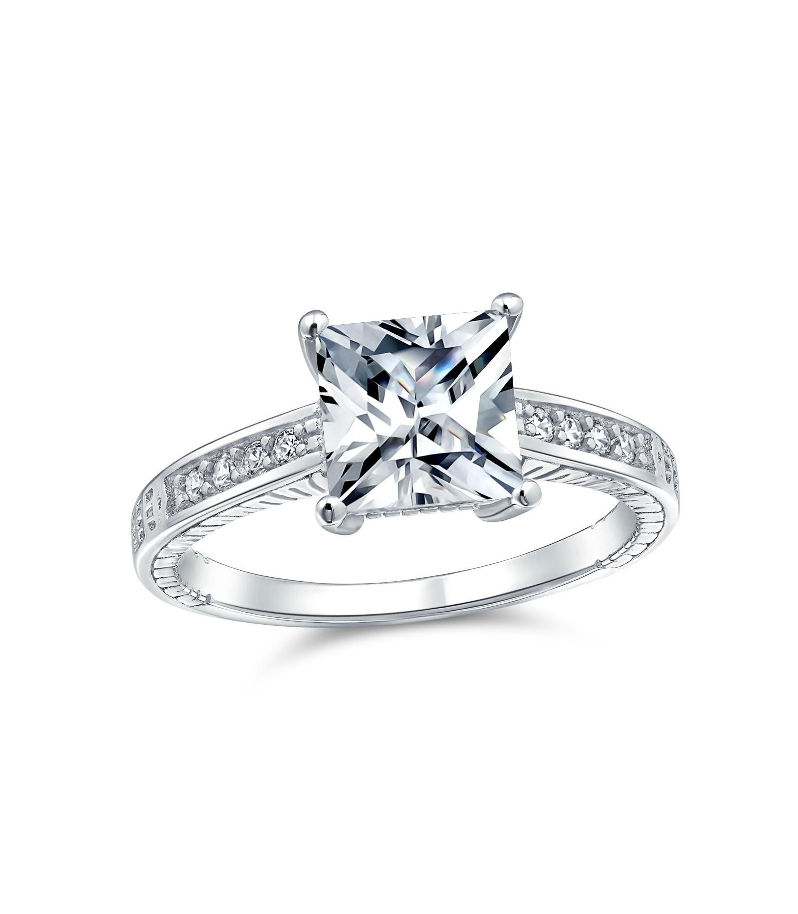 Кольцо Bling Jewelry с бриллиантовой огранкой и фианитами из стерлингового серебра .925