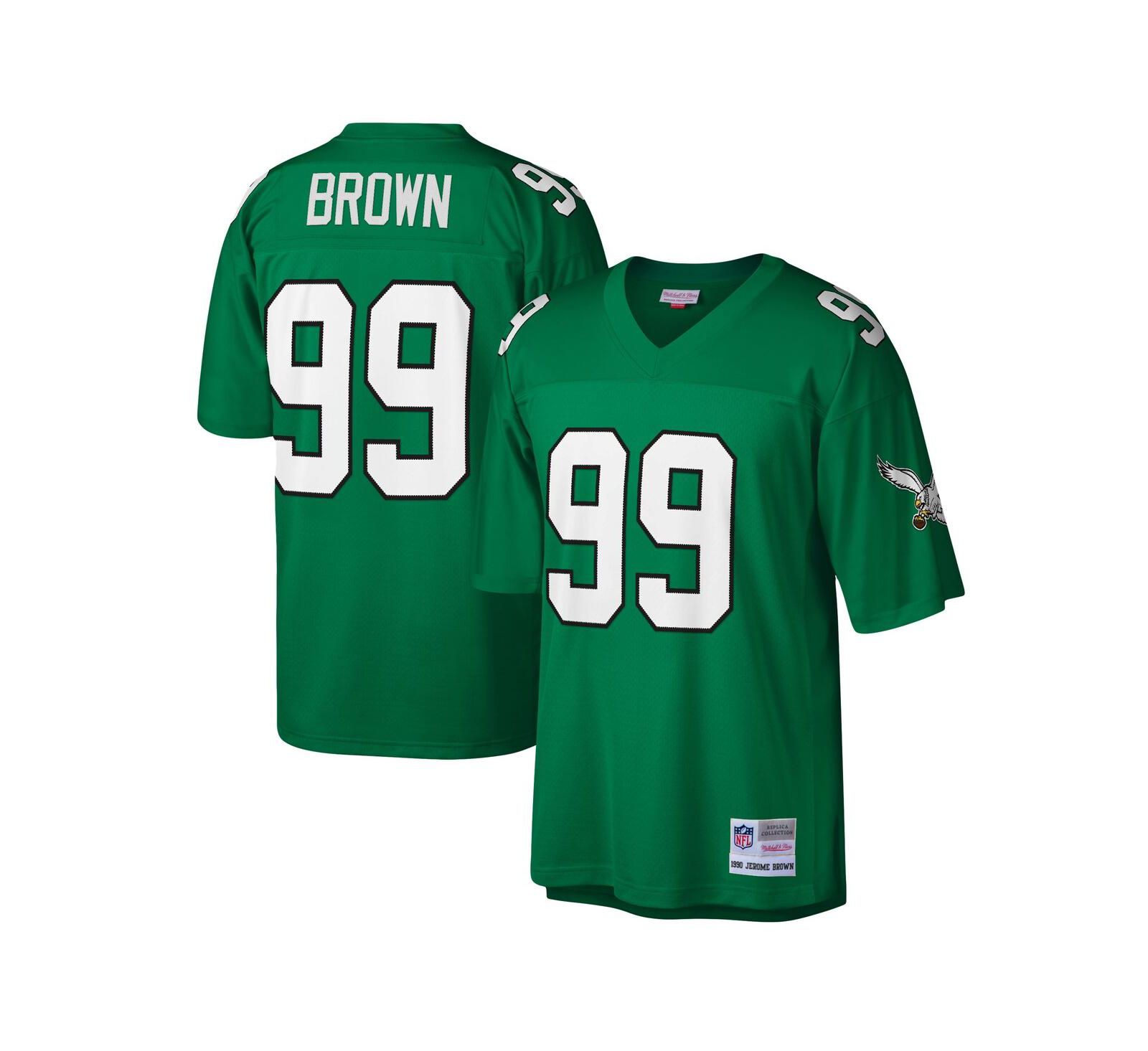 Мужская джерси Mitchell & Ness Jerome Brown Kelly Green Philadelphia Eagles Legacy Replica