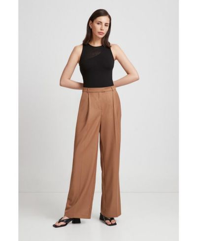 Marcella Women's Warren Mid-Rise Pleated Wide-Leg Dress Pants with Pockets