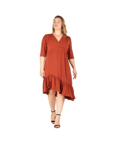 Женское платье Plus-size с рюшами на рукавах и по подолу