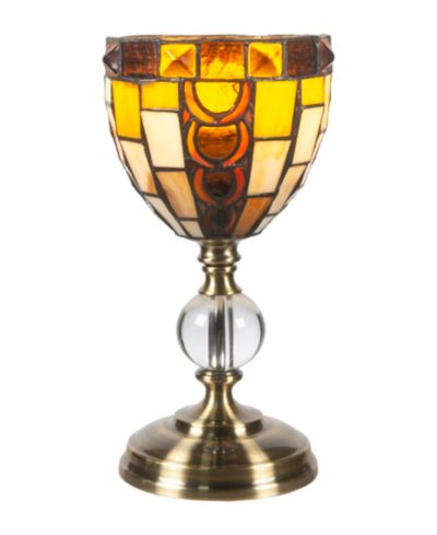 Dale Tiffany 13" Tall Vienne Tiffany Handmade Genuine Stained Glass Shade Accent Lamp