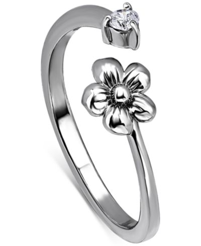 Giani Bernini Cubic Zirconia Flower Bypass Toe Ring, Created for Macy's
