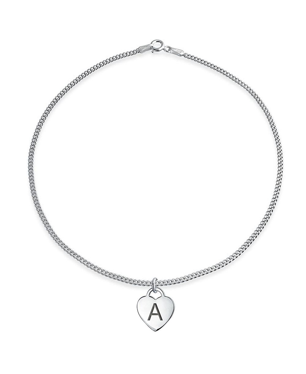 Bling Jewelry Heart Charm Initial B Anklet Sterling Silver
