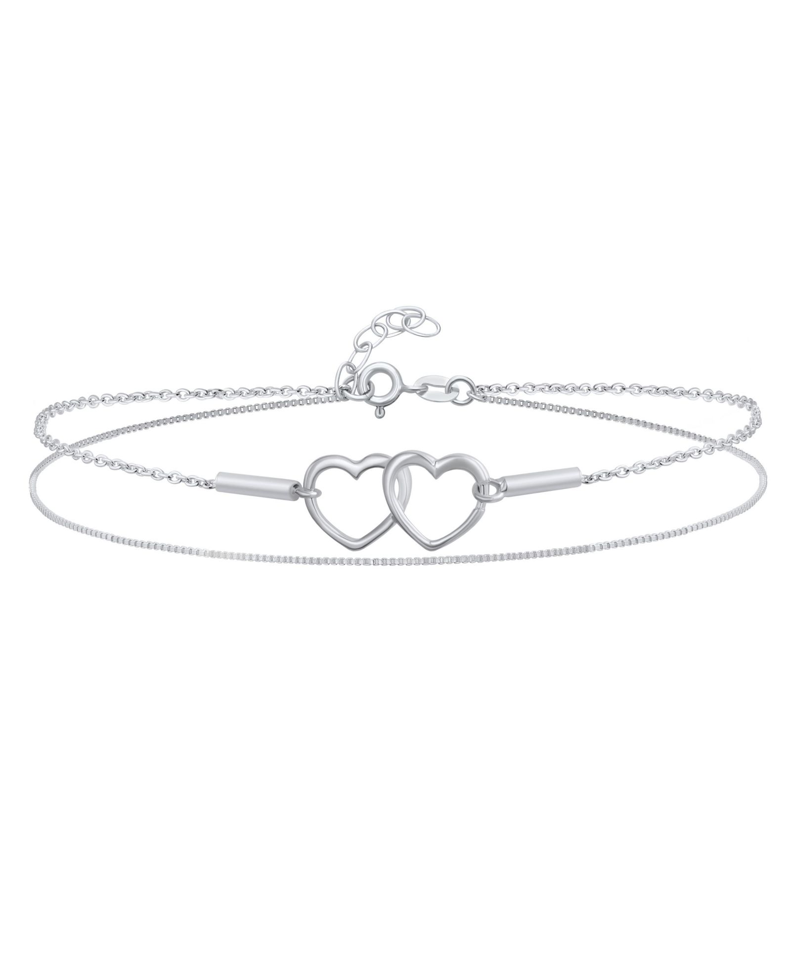 Браслет-анклет Bling Jewelry Forever Love с подвеской в виде переплетенных сердец, серебро 925 Sterling Silver