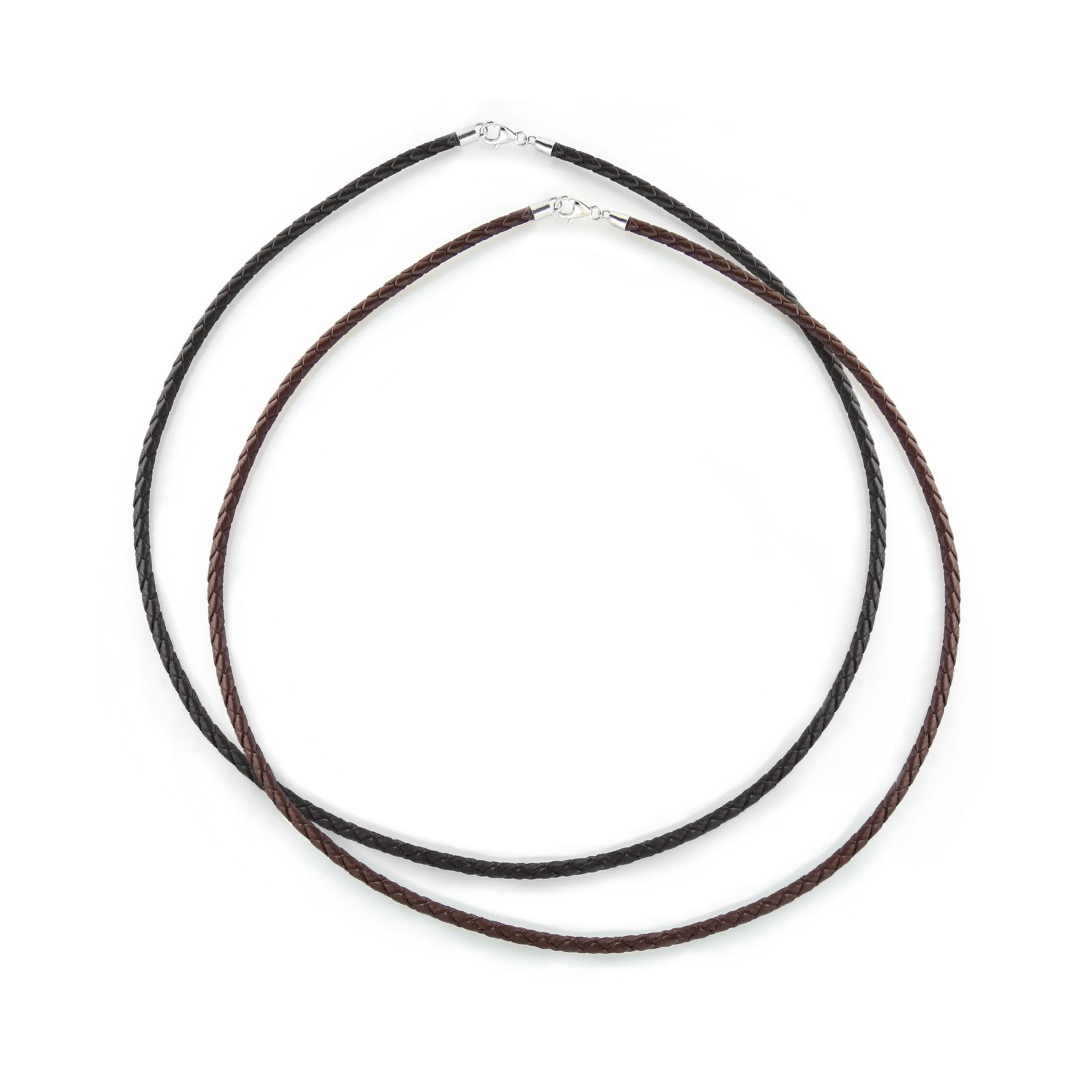 Набор из 2 кожаных шнуров Bling Jewelry для кулонов, плетеный, коричневый и черный, серебро .925