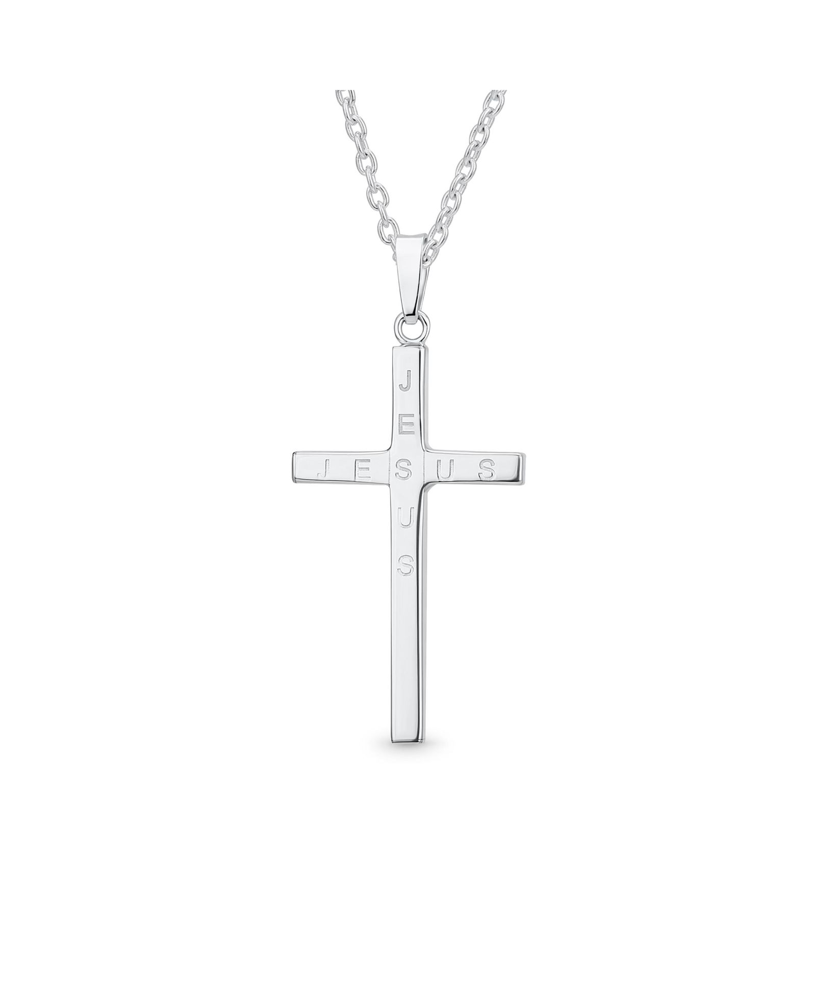 Подвеска Bling Jewelry Medium Plain Simple Basic Religious Jesus Cross Sterling Silver