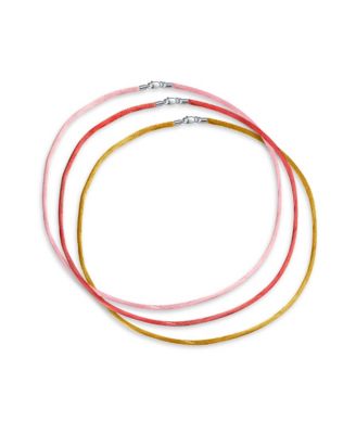 Bling Jewelry 3 Set Pink Yellow Coral Silk Cord Necklace 16" Sterling Silver Clasp