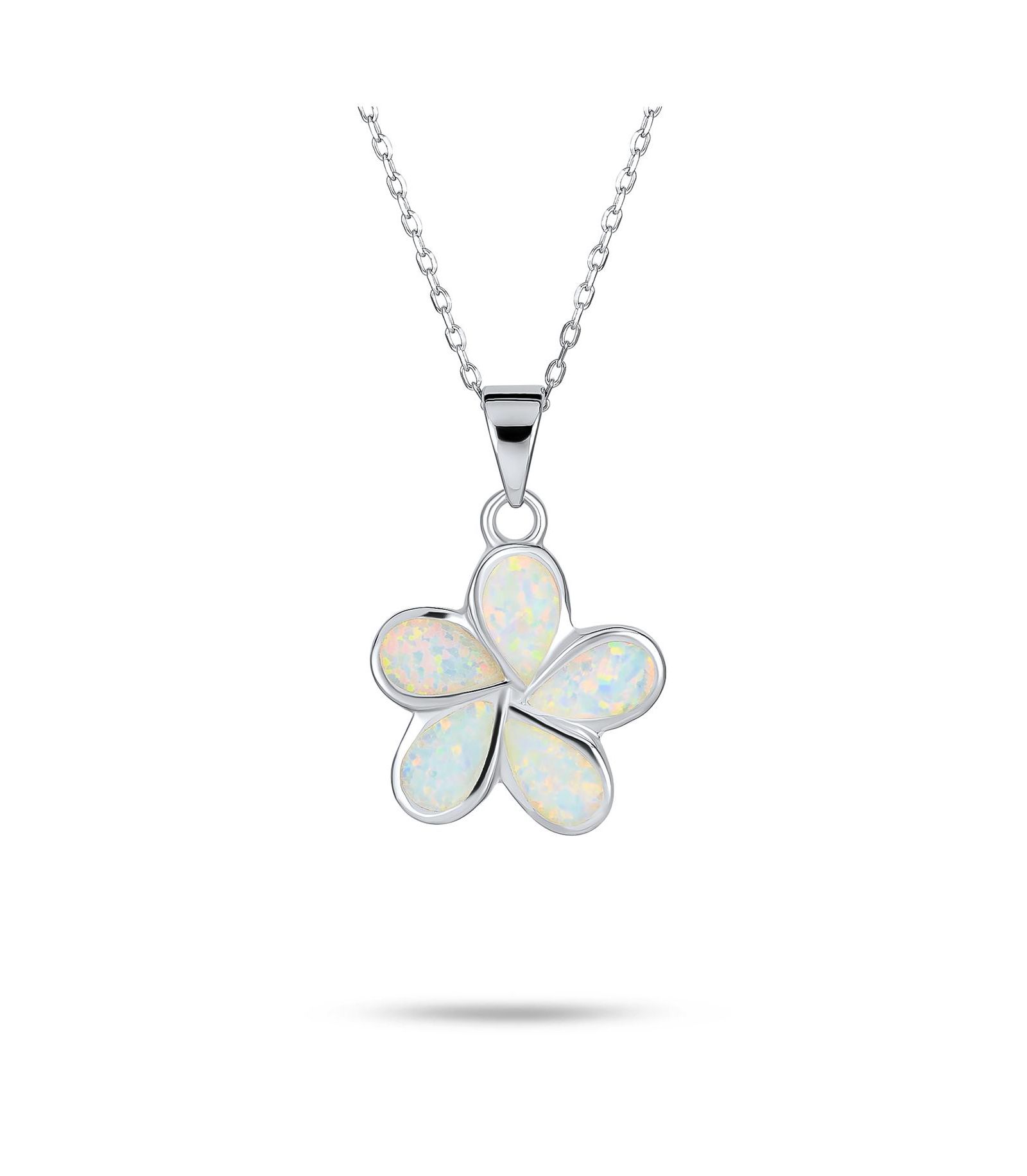 Колье Bling Jewelry с белым созданным опалом и гавайским цветом плюмерии из стерлингового серебра .925