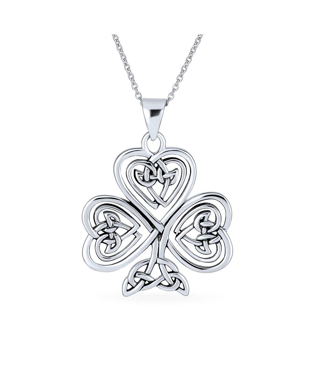 Подвеска Bling Jewelry Saint Patrick's Irish Shamrock Celtic Spiral Heart Clover из стерлингового серебра