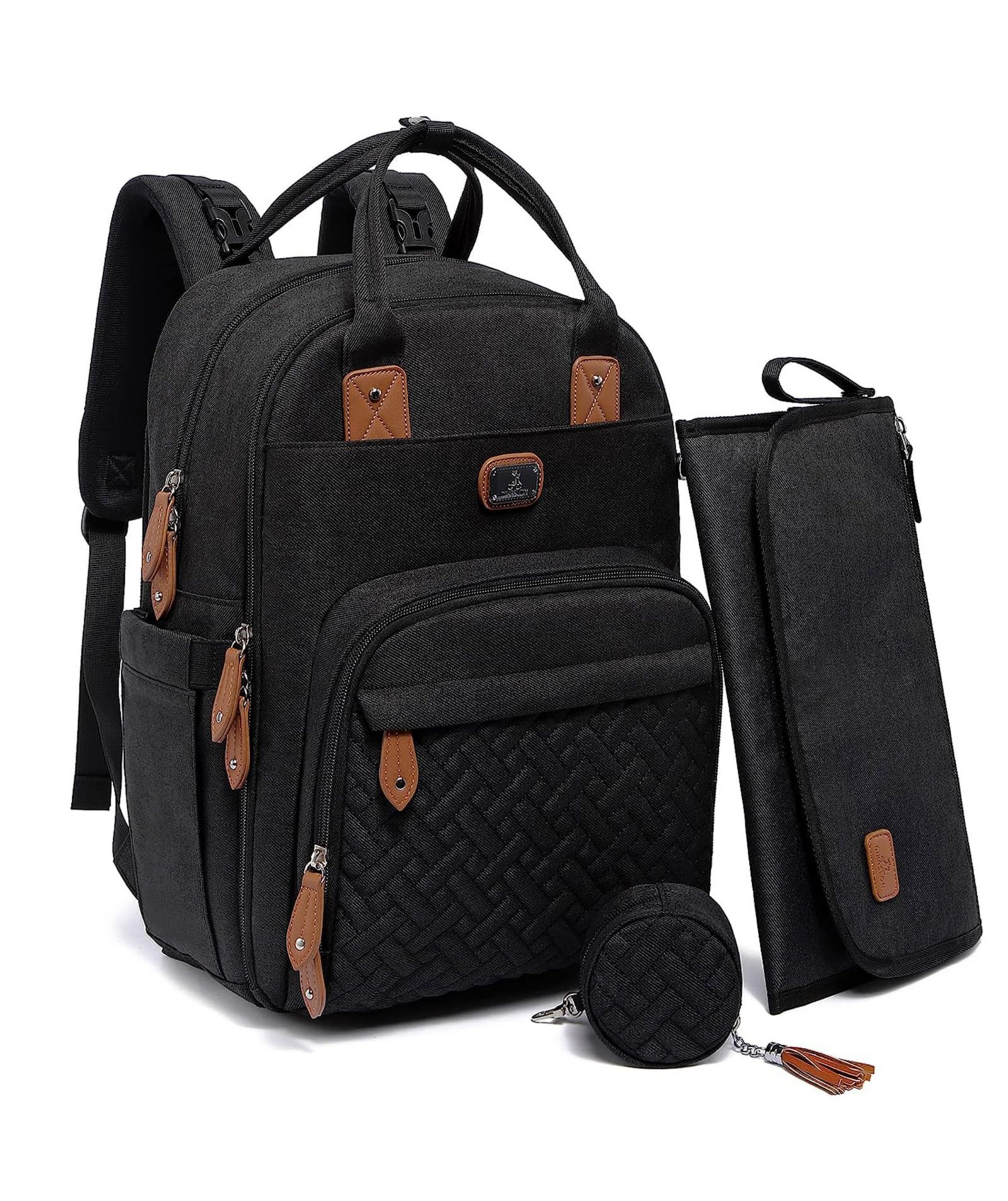 Dikaslon Large Diaper Bag Backpack with Portable Changing Pad and Stroller Straps
